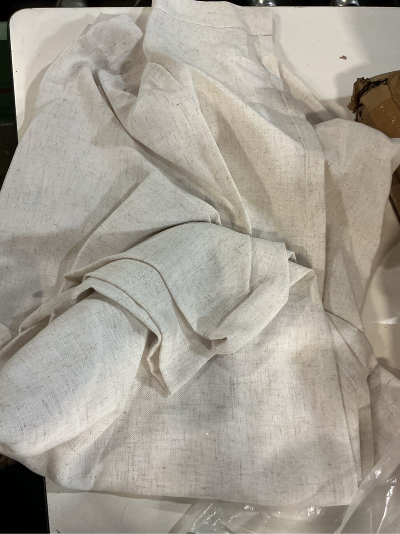 Condition photo showing New/Like New for miulee non-see-through privacy linen curtains 52w x 63l inch white | 2 panels, light filtering, semi sheer window curtains, farmhouse textured, back tab drapes for bedroom living room 52"w x 63"l (pack of 2) white