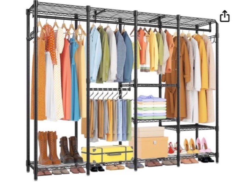 Eunhdet Large Heavy Duty Clothes Rack with Shelves, Adjustable Wire Garment Rack, Functional Clothin