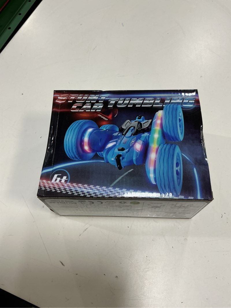 Condition photo showing New/Like New for remote control car,rc cars with sides light strip and headlights,double sided 360 flips rotating rc stunt car,2.4ghz all terrain toys for ages 4-8 kids toy for boys birthday gift(blue) blue-led