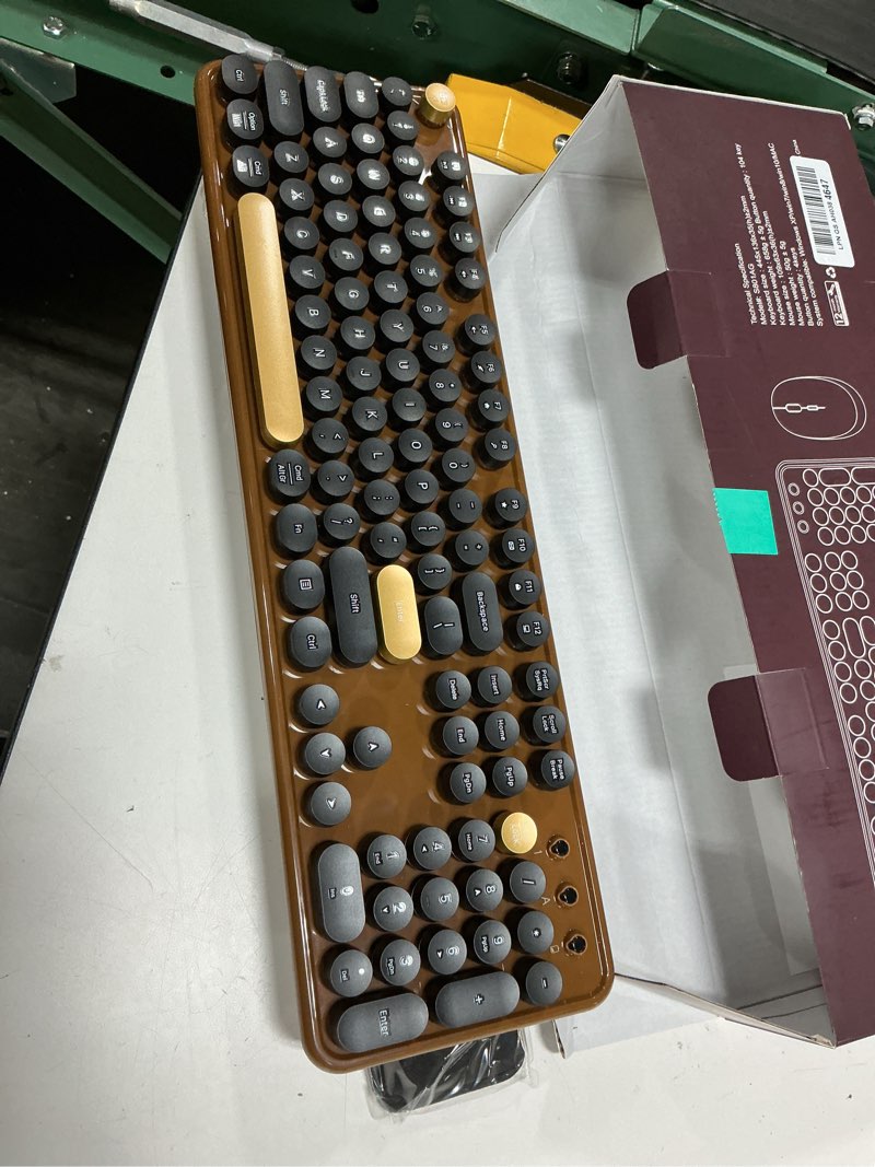 Condition photo showing Good Condition for wireless computer keyboards mouse combos, coveva colorful typewriter retro keyboard with round keycaps, usb keyboard and mouse set 2.4ghz full-size wireless keyboard and optical mouse?black-coffee? coffee color