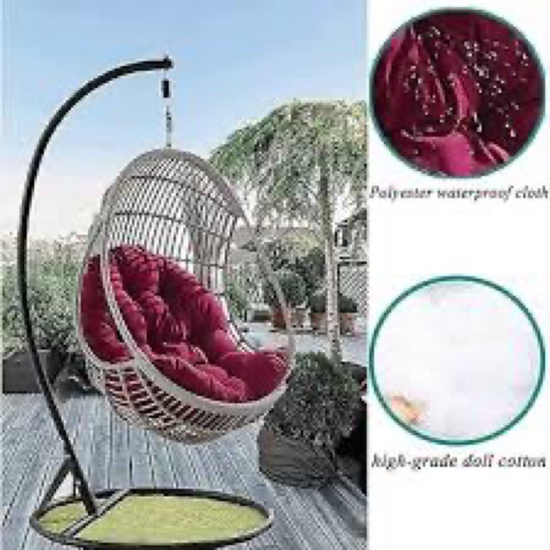 danghoogy outdoor egg chair cushion, waterproof hanging chair cushion with headrest pillow, egg chai