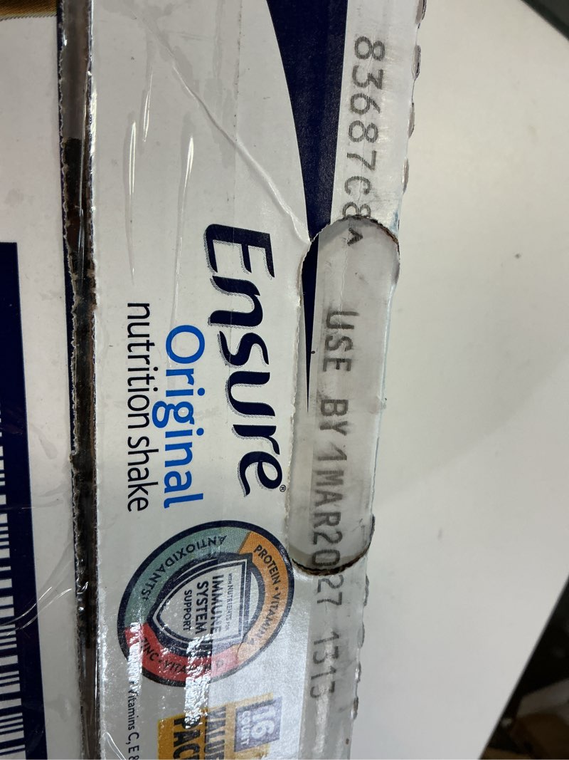 Condition photo showing New/Like New for ensure original nutrition shake milk chocolate non-caffeinated - 16ct/128 fl oz: kosher, halal, gluten-free, ready to drink