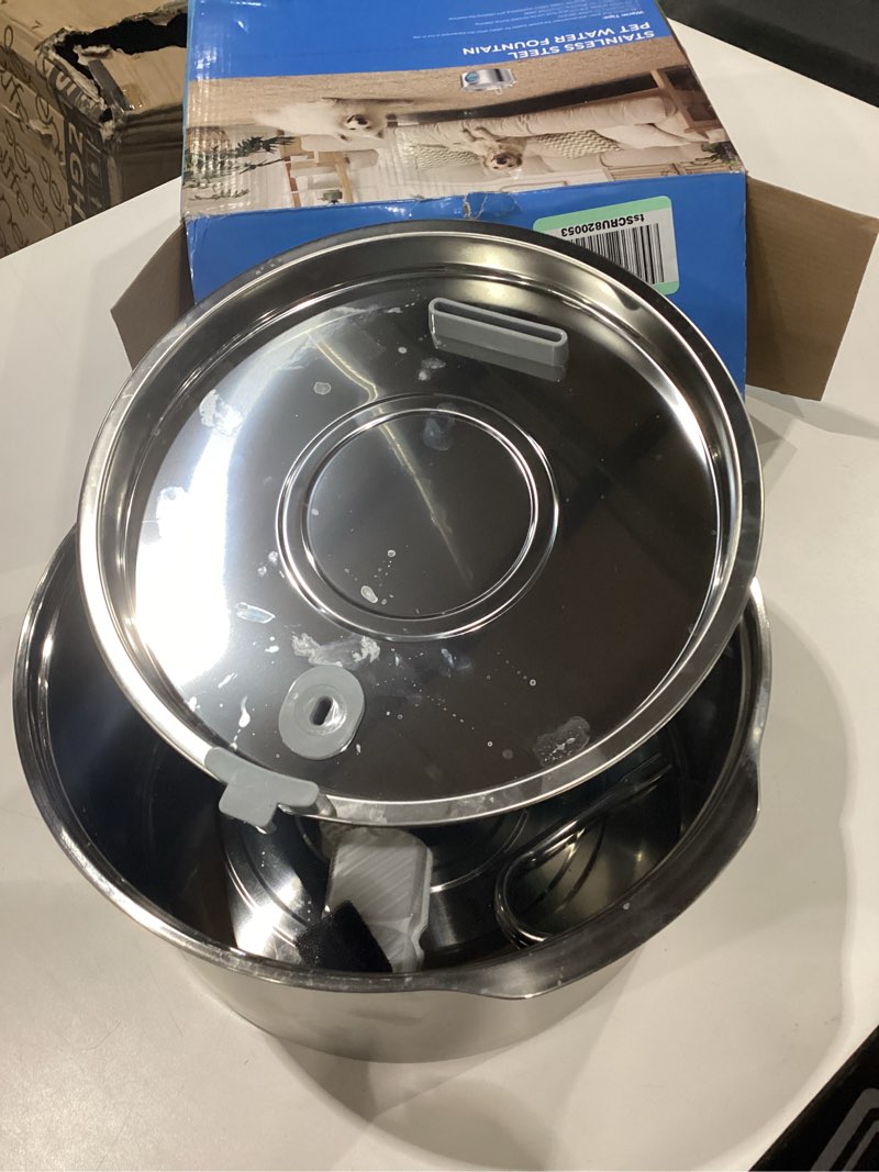Condition photo showing As Is for DIRTY Dog Water Fountain for Large Dogs: 7L/236oz/1.8G Dog Fountain Stainless Steel - Big Cat Drinking Fountain Indoor - Super Quiet Water Fountain for Dogs Inside - for Large Dog Cats & Multi-Pet Home