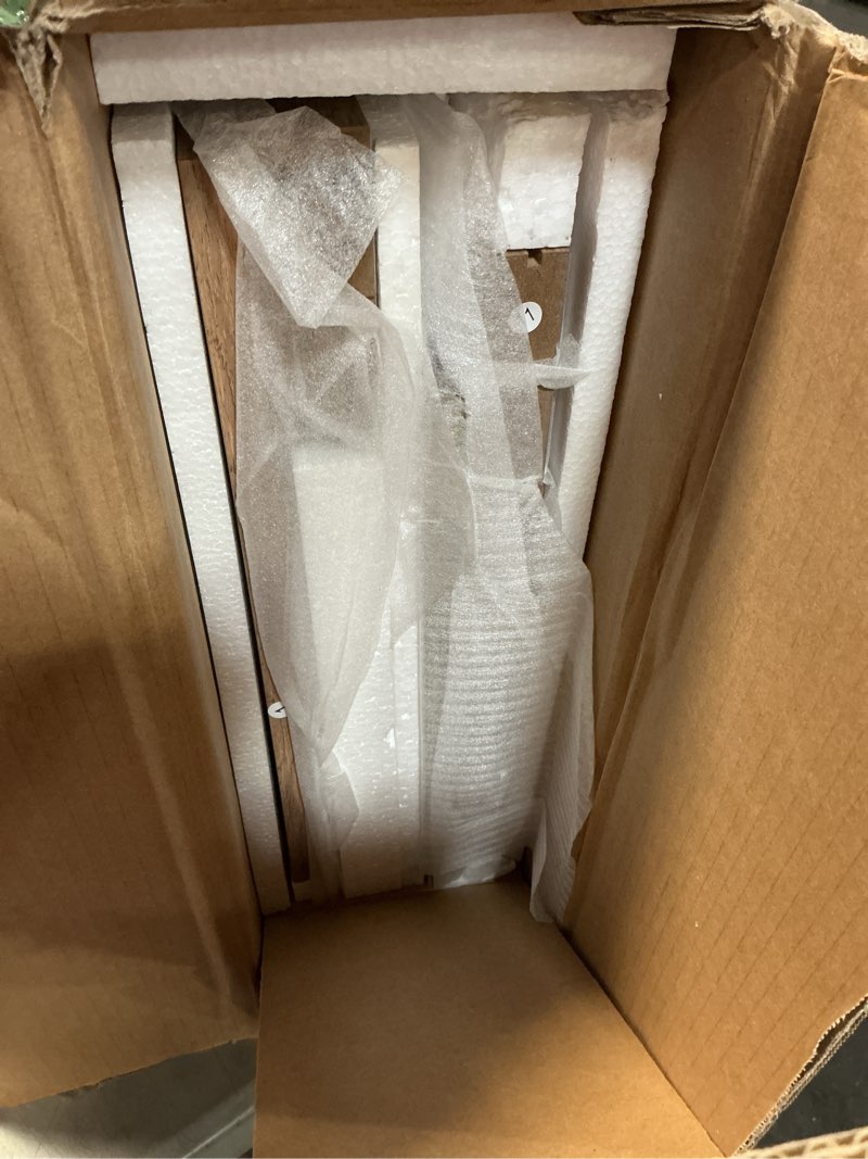 Condition photo showing As Is for Fluted Nightstand, Farmhouse Night Stand with 3 Drawers, Mid Century Modern Side Accent Table,Bedside End Table for Bedroom, Living Room, Natural