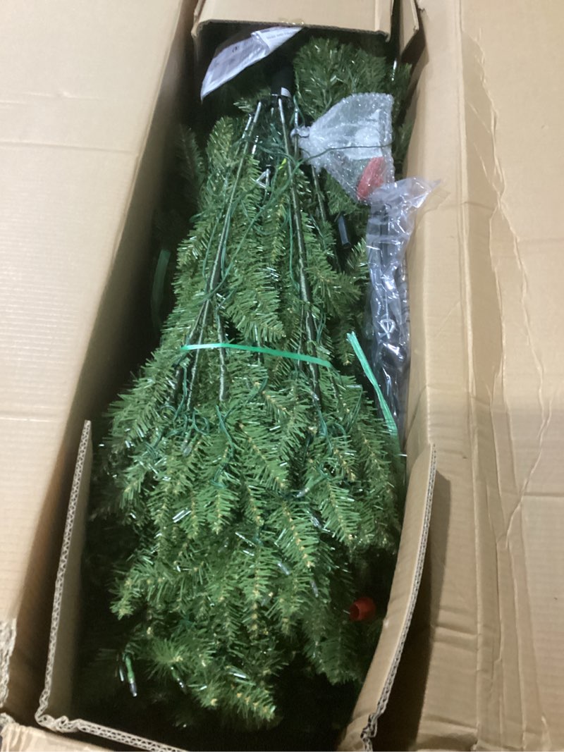 Condition photo showing Good Condition for National Tree Company 7.5 ft Pre-Lit Dunhill Fir Artificial Christmas Tree, 700 LED Lights, 2,514 Tips, Foot Pedal, 10 Light Functions, Includes Stand, Green