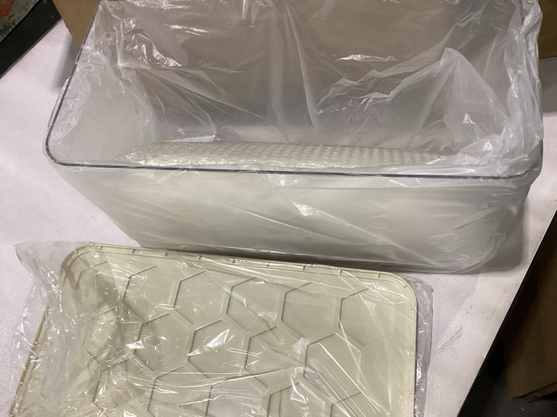 Condition photo showing New/Like New for Yesesion Extra Large Display Cases for Figures Under 7 inches Tall, Plastic Collectibles Showcase with 17pcs Cube, Stackable Storage Box with Lid for Model Car, Doll, Toy, Souvenir Stand, 2 Pack