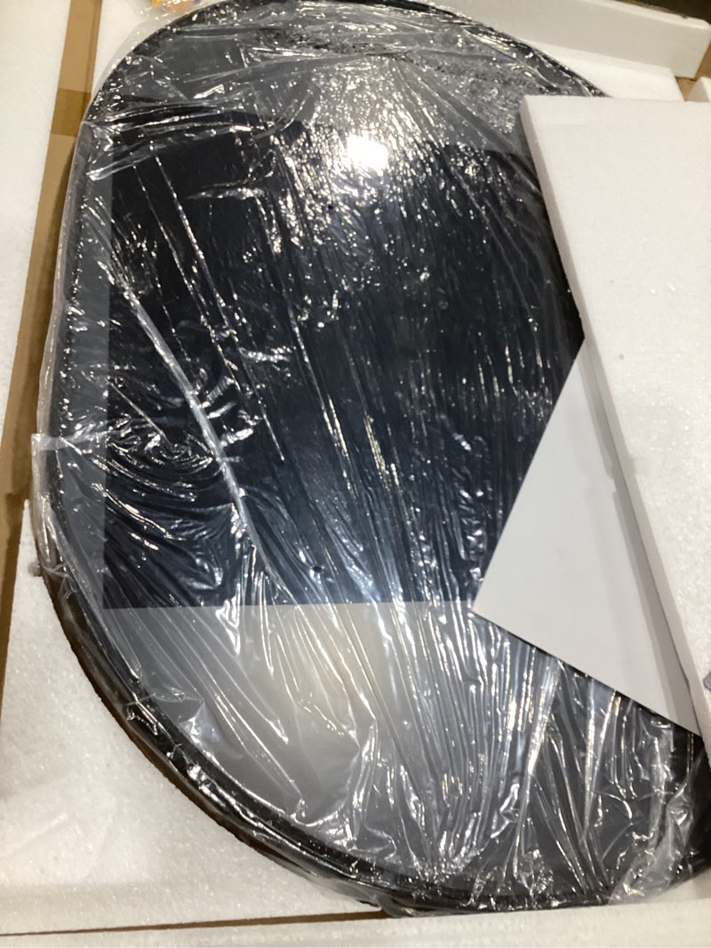 Condition photo showing As Is for oval bathroom mirror, 22x30 inch black oval wall mirror with metal deep frame, mirrors for wall decor, vanity, entryway, living room, horizontally/vertically 30"l x 22"w oval black