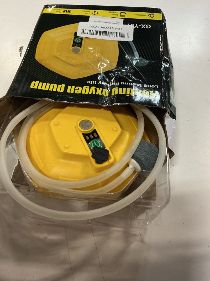 Condition photo showing As Is for floating & rechargeable bait bucket aerator — ipx7 waterproof, type-c charging, 3000mah battery, quiet aerator, portable design, suitable for live bait buckets, for men