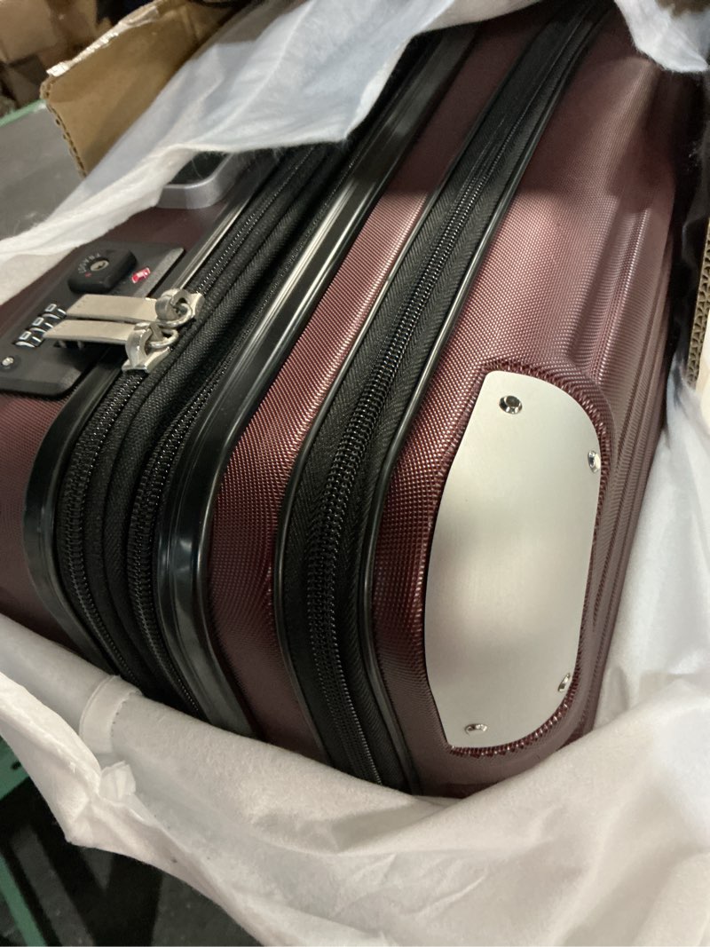 Condition photo showing As Is for level8 grace large carry on luggage, 20 inch expandable hardside suitcases with wheels, abs+pc harshell spinner luggages with tsa lock, red red 20 inch - ext