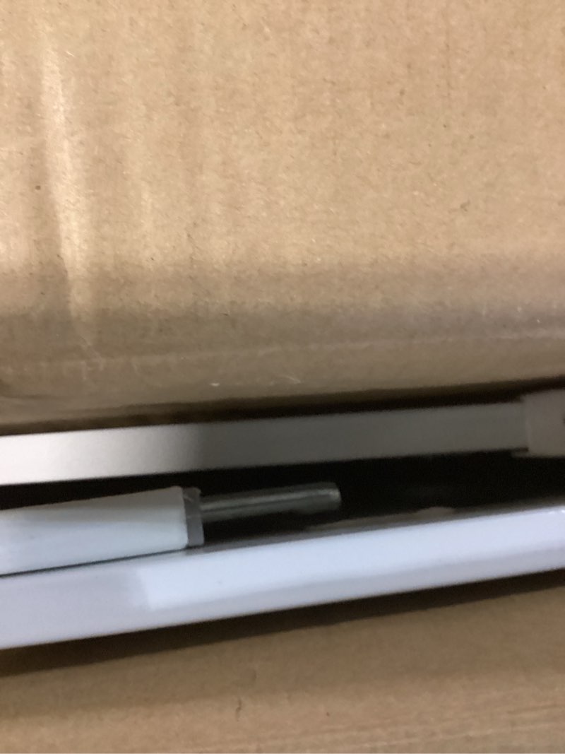 Condition photo showing As Is for regalo safety 36" extra tall baby gate for doorways & bottom of stairs, pressure mounted walk through gate for babies, toddlers & pets, tested & safe for 30 years, american designed, american owned white 29-36.5"w x 36"h