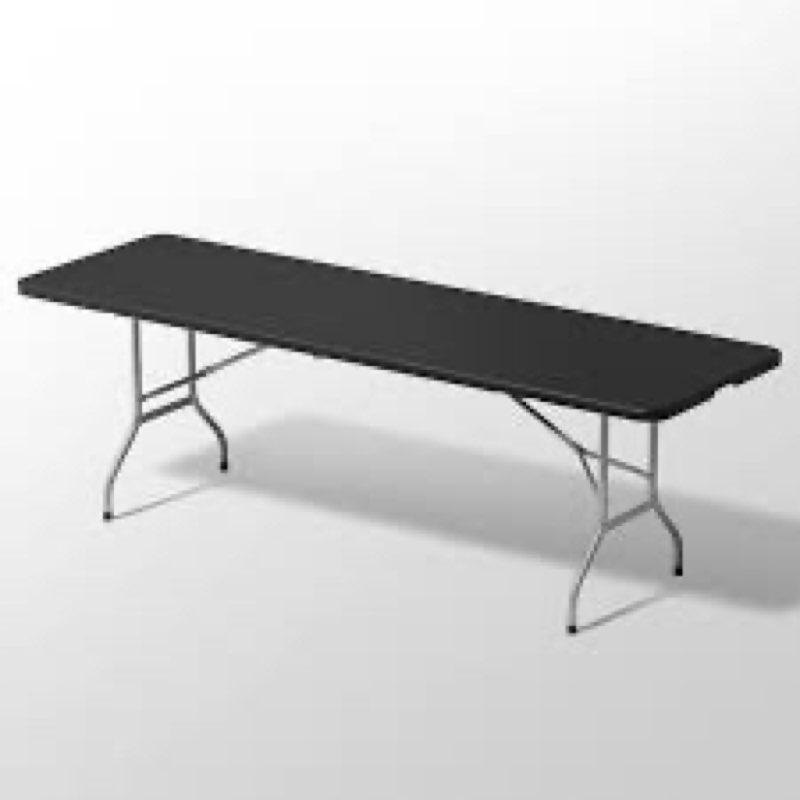 8ft heavy duty folding table, indoor outdoor portable plastic picnic desk with steel legs and handle