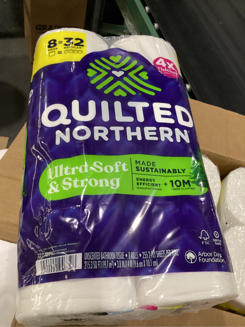 Condition photo showing New/Like New for quilted northern ultra soft & strong toilet paper, 32 mega rolls = 128 regular rolls, 5x stronger*, premium soft toilet tissue mega 32 rolls (pack of 1)