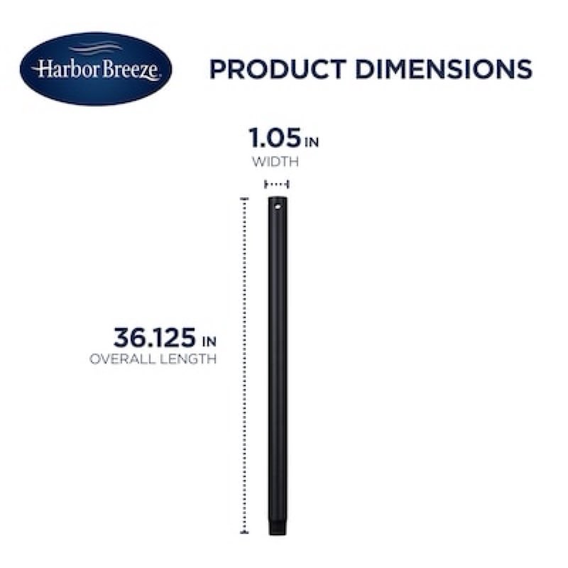 harbor breeze universal 36-in matte black steel indoor/outdoor slope ceiling compatible ceiling fan downrod item #165999 | 