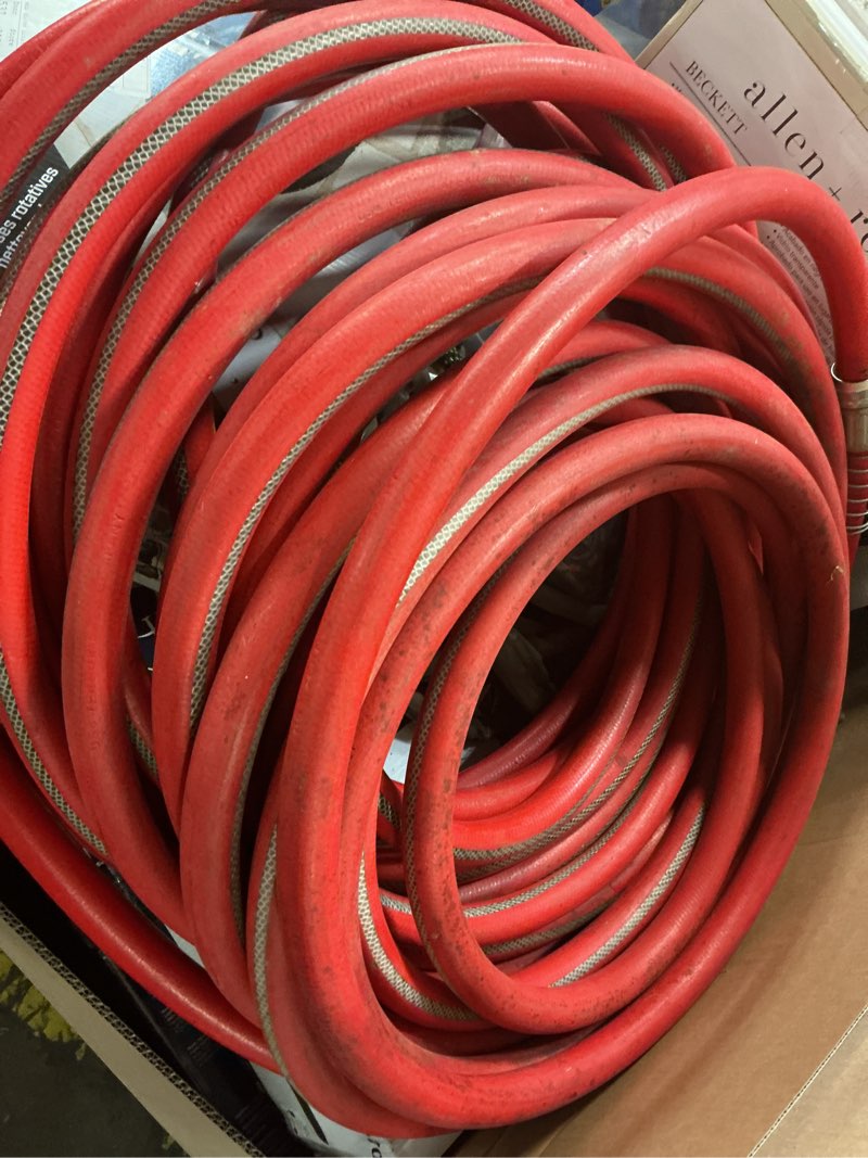 Condition photo showing As Is for ratings & reviews for neverkink xp teknor apex 3/4-in x 100-ft contractor -duty kink free vinyl red coiled hose
