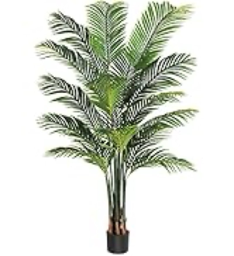 Artificial Fake Palm Tree 6ft Tall with 16 Detachable Trunks Faux Tropical Palm Silk Plant Feaux Dypsis Lutescens Plants in Pot for Home Office Living Room Floor Decor Indoor : Visit 