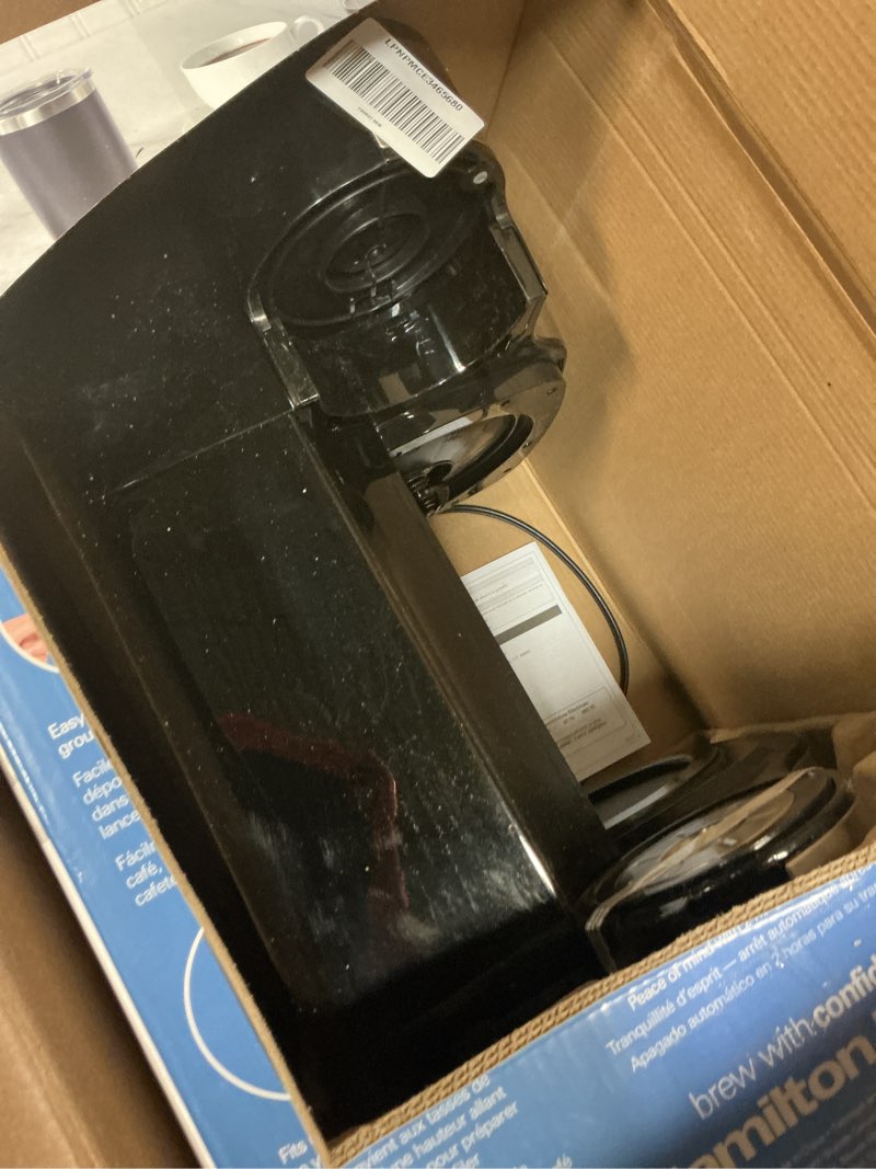 Condition photo showing As Is for Hamilton Beach 2-Way Programmable Coffee Maker, 12 Cup Glass Carafe And Single Serve Coffee Maker, Black with Stainless Steel Accents, 49980RG 12 Cup Black