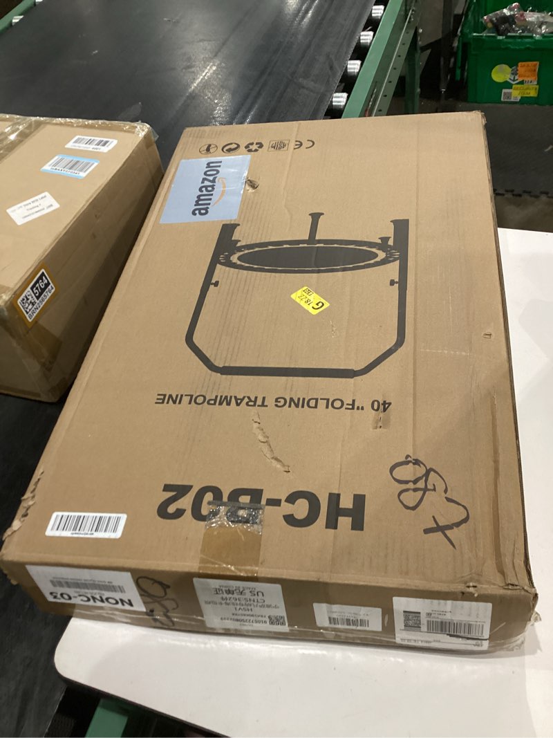 Condition photo showing As Is for 40"/48" Foldable Mini Trampoline Load 330lbs, Portable Exercise Rebounder with Durable Bungee Band, Fitness Trampoline for Adults and Kids