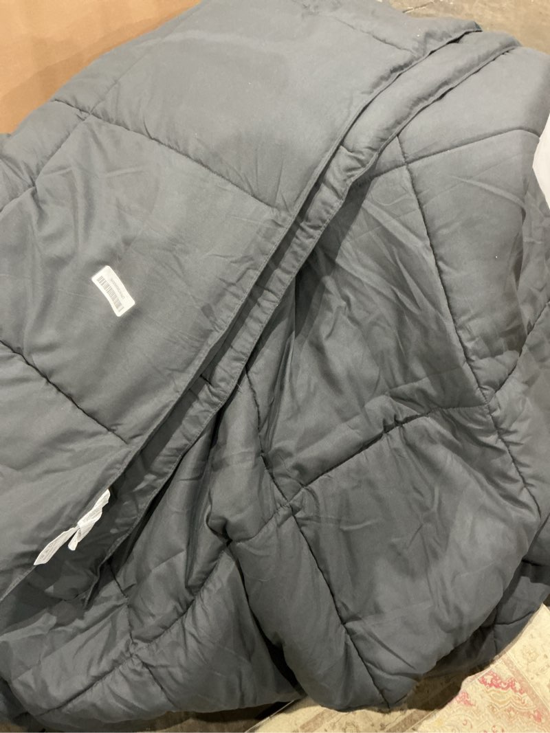 Condition photo showing Good Condition for easeland oversized king down alternative comforter - quilted duvet insert for all seasons, soft lightweight with corner tabs, summer winter warm bedding, dark grey 98x116 inches oversized king dark grey