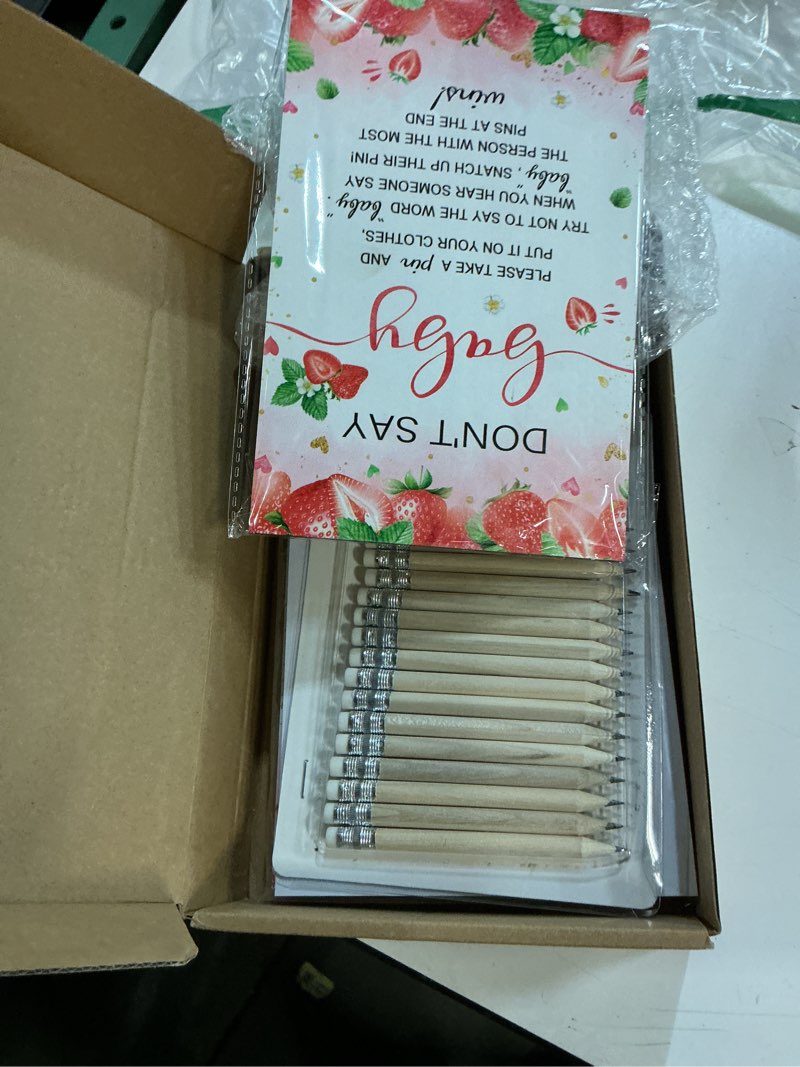 Condition photo showing Good Condition for sherr 476 pcs cherry baby shower games 6 sets activities cards pacifier hunt game 50 pacifiers how big is mommy's belly sign 50 guessing cards 2 measuring tape don't say baby sign 50 clothespin red cherry