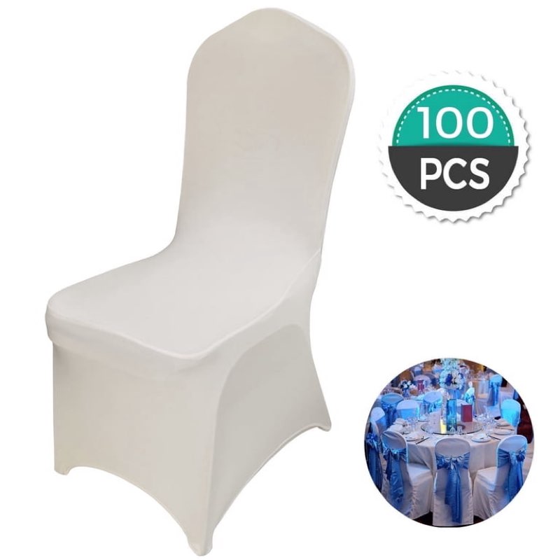 100 pieces ivory chair covers - versatile stretch polyester spandex dining chair slipcovers for dining, party, wedding, banquet, and more