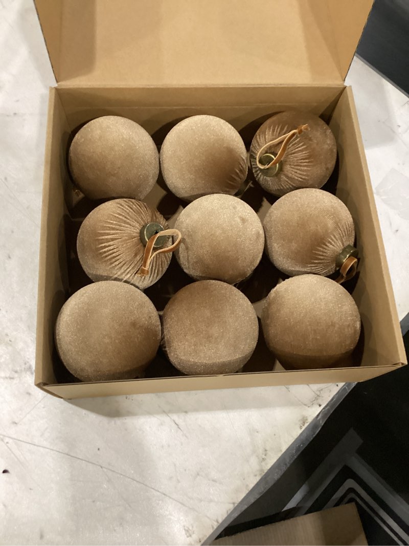 Condition photo showing New/Like New for 9 PCS Velvet Christmas Balls Ornaments 4inch& 6inch Christmas Large Ball Set for Xmas Tree Decor, Holiday Home Party (Browm, 4inch) Browm 4inch