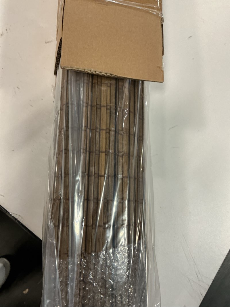 Condition photo showing Good Condition for LazBlinds Cordless Bamboo Roman Shades, Privacy Blinds for Interior Windows, Room Darkening Roll Up Bamboo Blinds for Home & Patio, 22.5" W x 48" H, Highfield Teak Pricacy - Highfield Teak 22 1/2" W x 48" H