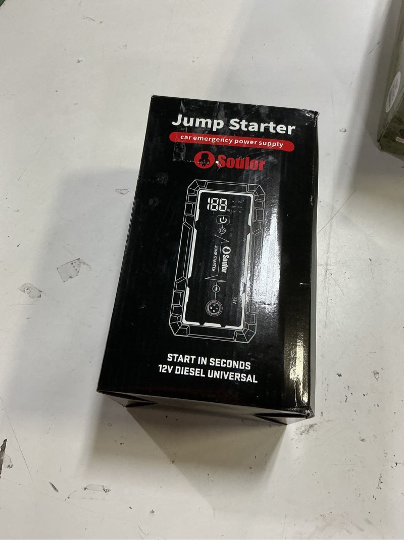 Condition photo showing Good Condition for soulor cy20 jump starter features a 12v system capable of starting both gasoline and diesel engines.