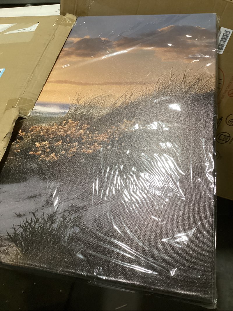 Condition photo showing Good Condition for Ouzzlie Brown Wall Art Sunset Wall Decor Landscape Picture Art Print Seascape Canvas Large Coastal Blue Ocean Artwork for Living Room Bedroom Office 29" x 59" 59"L x 29"W Brown