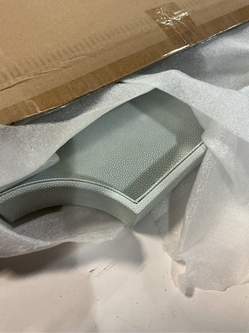 Condition photo showing Good Condition for 22.6'' × 13'' Coffee Table Tray Shagreen Decorative Tray for Ottoman Home Decor Serving Tray with Acrylic Gold Handles Modern Elegant Scalloped Large Ottoman Tray Ice Blue 22.6" x 13" x 2"