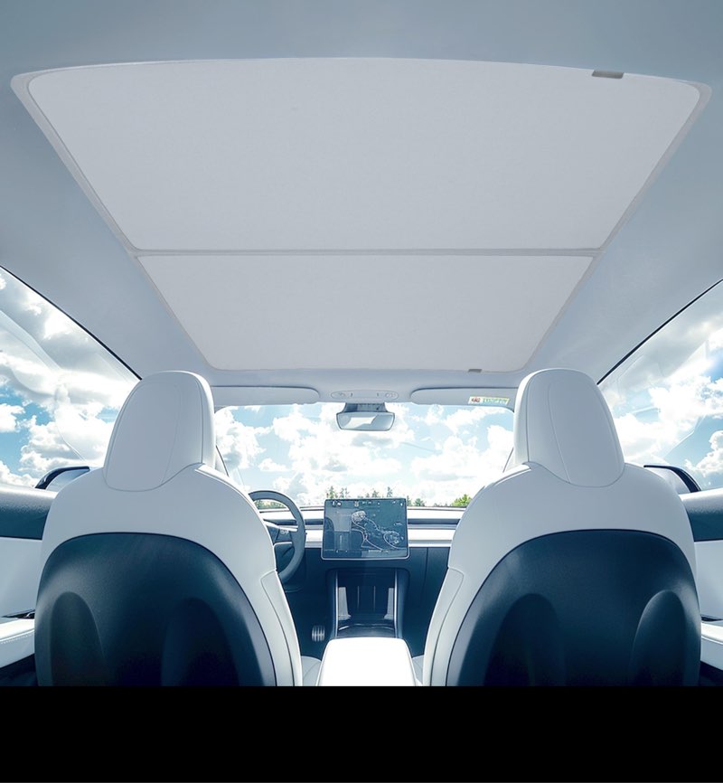 Tesla Model Y Sunshade Roof, Magshade for Model Y to Block UV and Keep Cooling, Magnetical Foldable Sunshade for Glass Roof 2024 2023 2022 2021