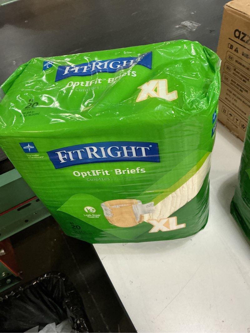 Condition photo showing New/Like New for FitRight Adult Diapers, Extra+ Heavy Absorbency, XL (Waist Size 56in-64in), 20 Count, OptiFit Incontinence Briefs for Men and Women, Disposable, Moisture-Wicking, Leak Protection, 20 Count X-Large
