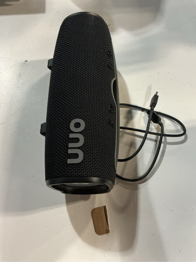 Condition photo showing As Is for onn large rugged bluetooth speaker with led lighting, black
