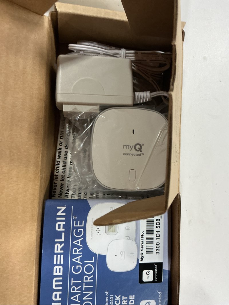 Condition photo showing New/Like New for CHAMBERLAIN Smart Garage Control - Wireless Garage Hub and Sensor with Wifi & Bluetooth - Smartphone Controlled, myQ-G0401-ES, White
