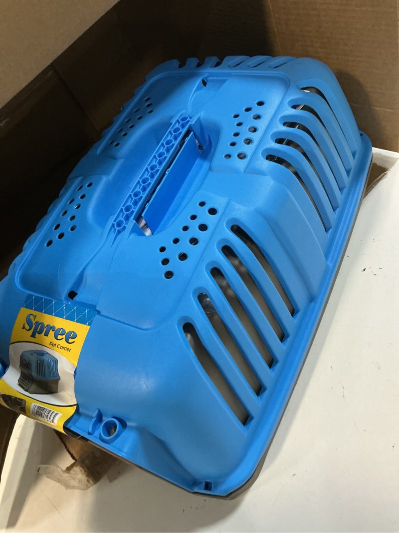 Condition photo showing Good Condition for midwest homes for pets pet carrier: hard-sided dog carrier, cat carrier, small animal carrier in blue, inside dims 17.91 l x 11.5 w x 12 h & suitable for tiny dog breeds (pack of 1)