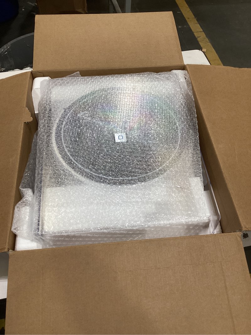 Condition photo showing New/Like New for belt drive turntable for vinyl record player,connect with bluetooth speakers or active speaker,built-in phono pre-amp,usb digital output, magnetic cartridge,high-gloss wood design(brown)