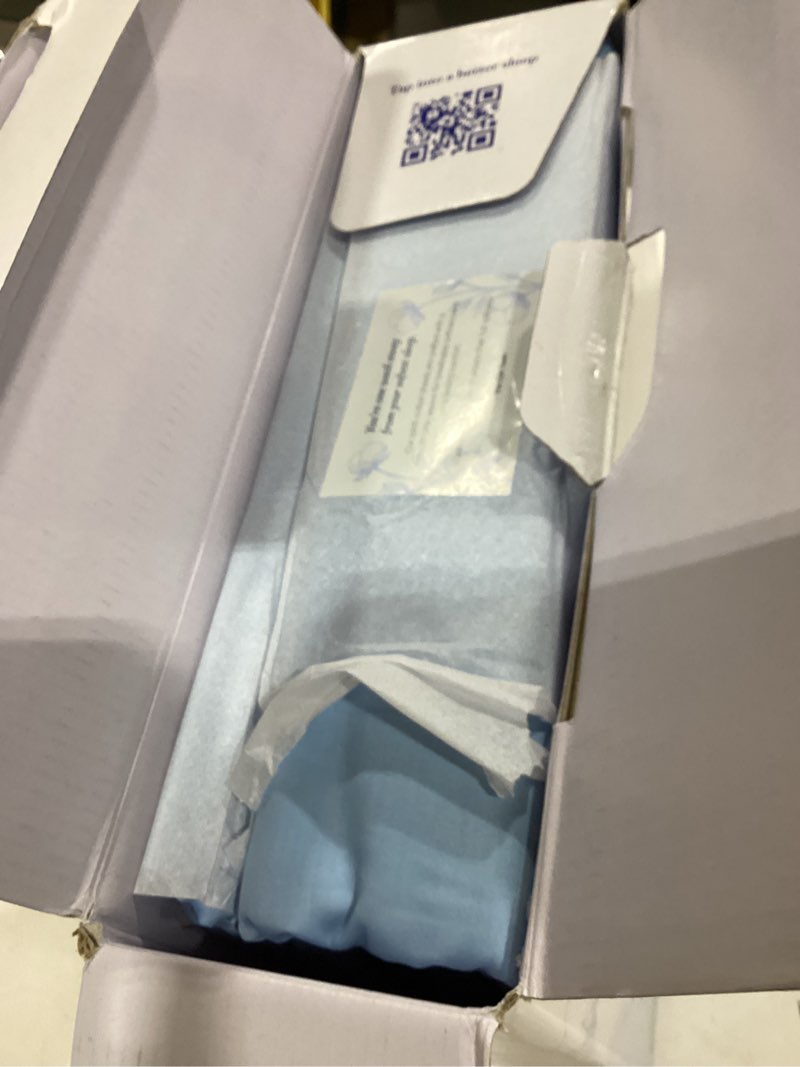 Condition photo showing Good Condition for 100% cotton sheets queen - 4 piece 400 thread count smooth sateen sheet set - long staple cotton bed set - soft, comfy & breathable - 1 flat & 1 fitted & 2 pillowcases with deep pockets - light blue 06 - baby blue queen