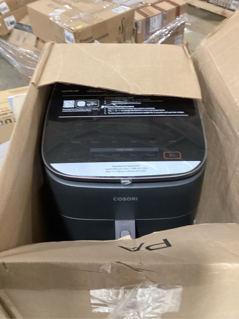 Condition photo showing Good Condition for cosori 9-in-1 turboblaze air fryer 6 qt, premium ceramic coating, 90°–450°f, precise heating for even results, air fry, roast, bake, broil, dry, frozen, proof, reheat, keep warm, 120v, dark gray dark gray 6qt air fryer
