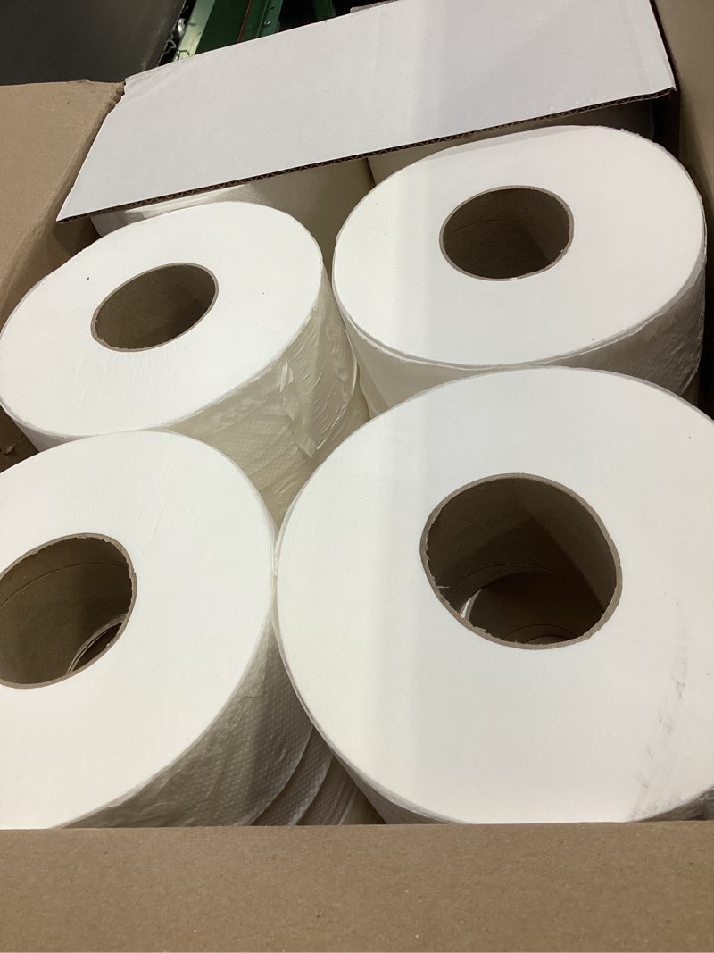 Condition photo showing New/Like New for amazoncommercial 2-ply white jumbo roll toilet paper, 9 in, septic safe, compatible with universal dispensers, fsc certified, 1000 feet per roll (pack of 12)