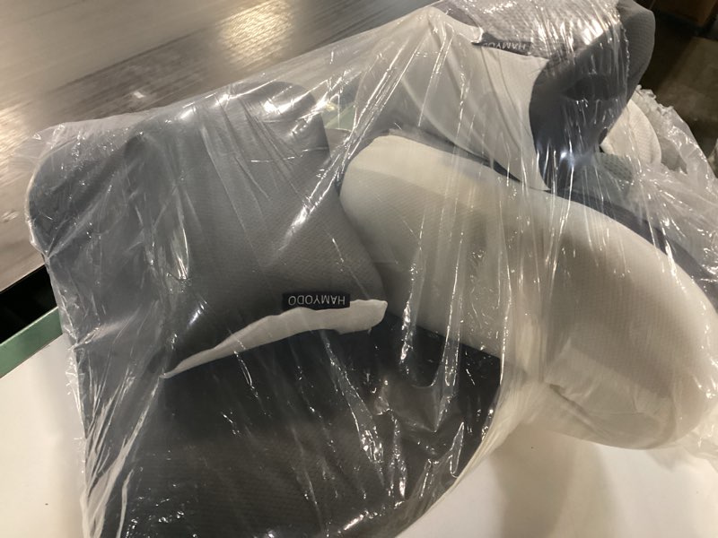 Condition photo showing Good Condition for Reading Pillow for Sitting in Bed, 22”H Back Pillow for Sitting Up,Lumbar Rest & Neck Support Bed Pillows,Backrest Bed Chair with Arms for Reclining,Gaming,Resting,Watching TV in Couch or Floor Grey&white