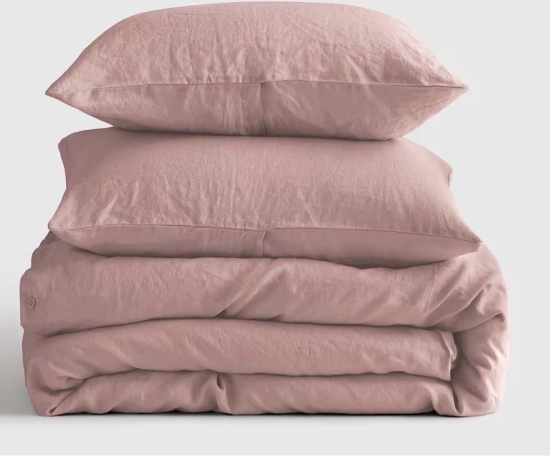 european linen duvet cover set, king/ cal king, dusty mauve
