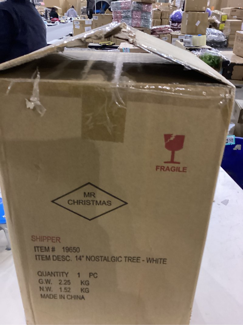 Condition photo showing New/Like New for Mr. Christmas Nostalgic Ceramic Christmas Tree with LED Lights Indoor Decoration, 14 Inches, White 1ft 2in White