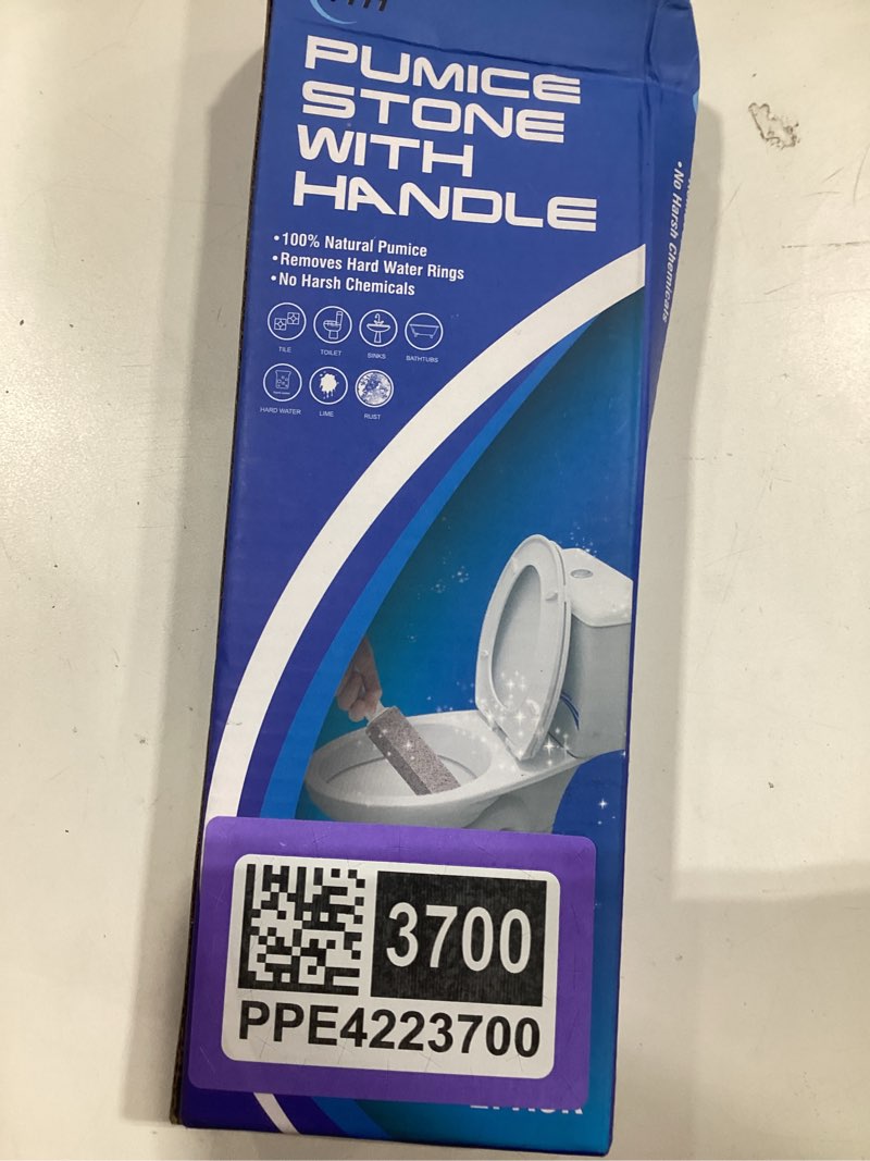 Condition photo showing Good Condition for 4th pumice stone for toilet bowl cleaning,pumice stick with handle,cleans away limescale stain,hard water rings, calcium buildup,iron and rust. remover for tile/bath/kitchen/household - 2 piece gray