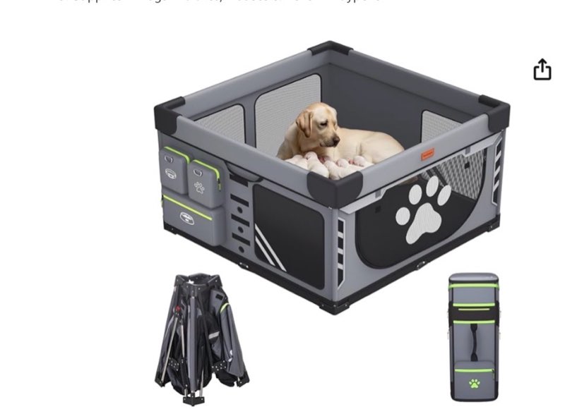 loobani foldable dog playpen with cover: 1 min setup pet puppy playpen indoor, sturdy reinforced ste