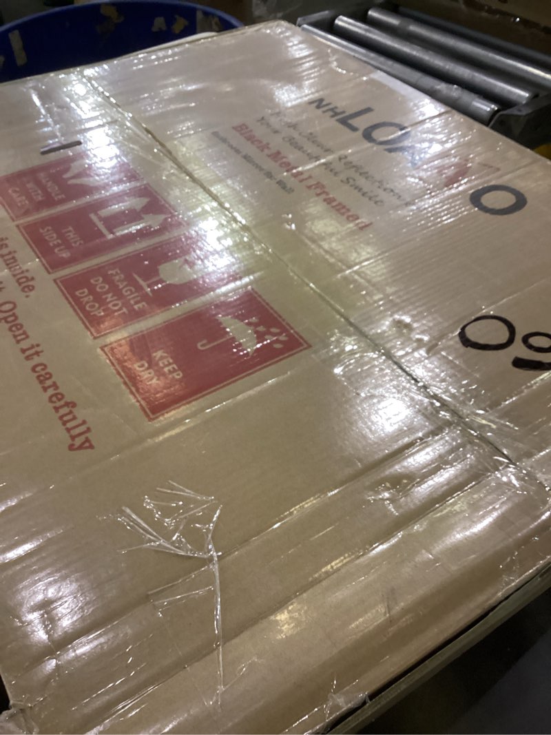 Condition photo showing New/Like New for LOAAO Black Bathroom Mirror 24"X32" for Wall, Rectangle Bathroom Vanity Mirror, Hangs Vertically or 