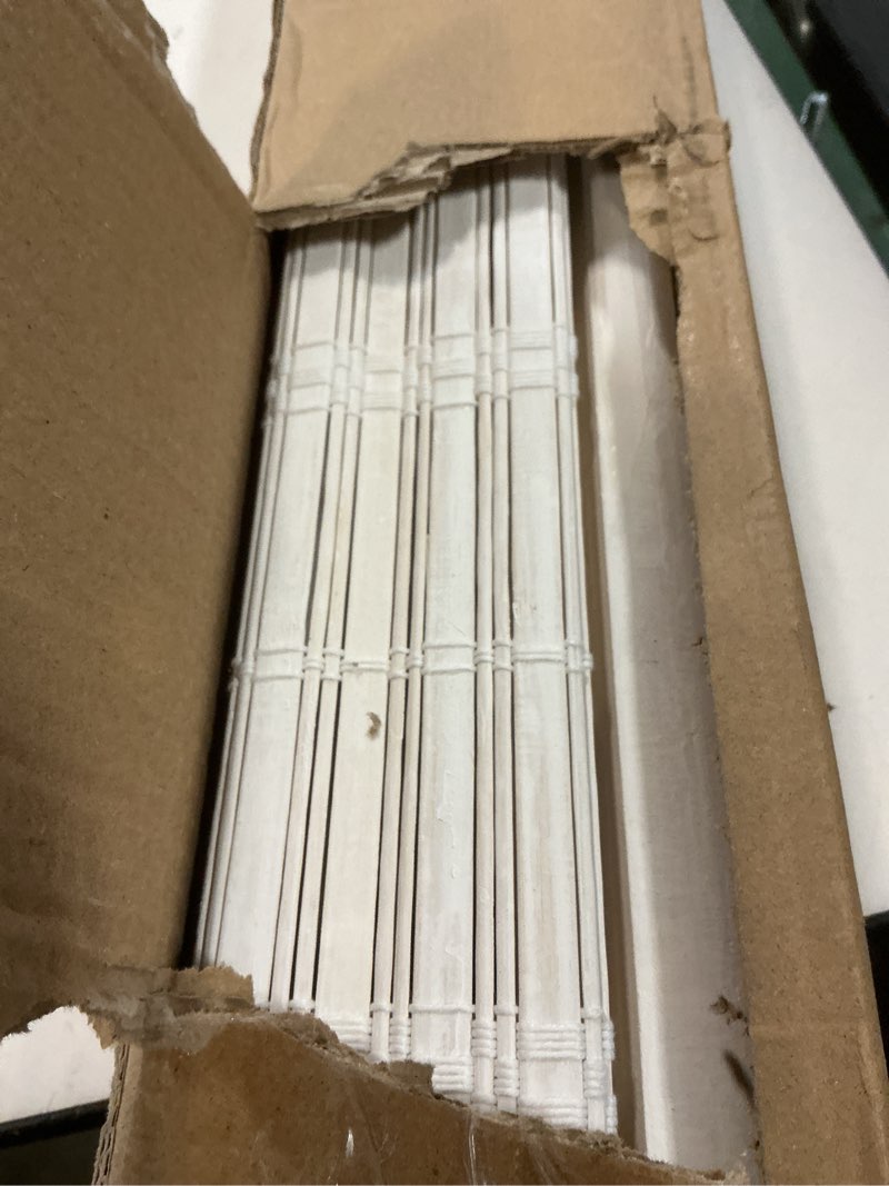 Condition photo showing Good Condition for lazblinds no tools no drill cordless bamboo roman shades, light filtering window treatment, roll up bamboo blinds for windows 24'' w x 48'' h, whitewash t light filtering-whitewash t 24" w × 48" h