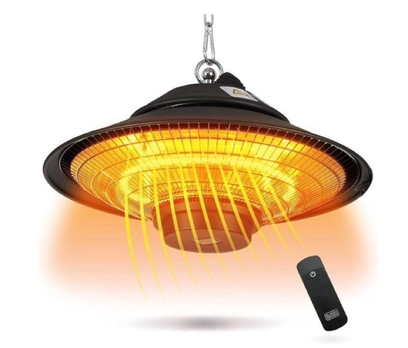 BLACK+DECKER Patio Electric Heater for Ceiling, Heater for Outside with Remote Control