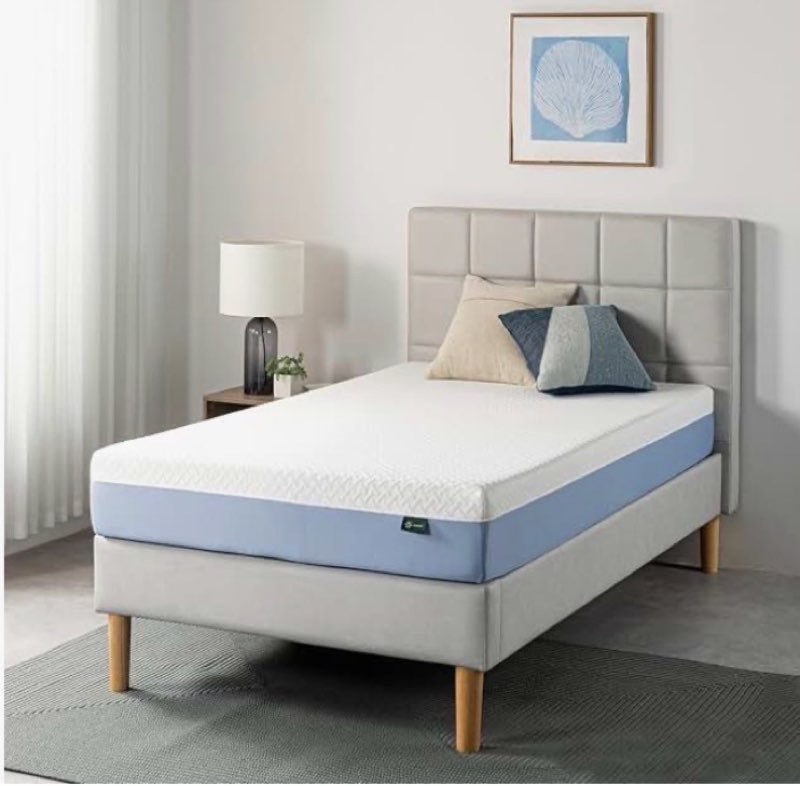 zinus 8-inch twin cooling essential memory foam mattress, white, medium feel, fiberglass free, certi