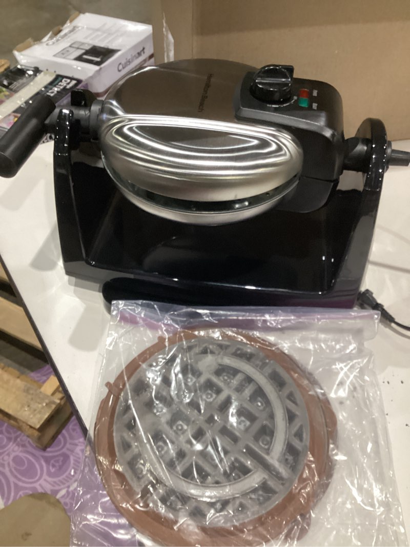Condition photo showing Good Condition for hamilton beach belgian waffle maker with removable pfas-free durathon nonstick coated plates, easy flip, ceramic grids, black (26031) black single flip, ceramic grids