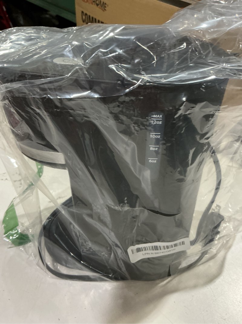 Condition photo showing Good Condition for Single Serve Coffee Maker for K-Cup and Ground Coffee, Fast Brew, 6-12 oz Brew Sizes One Cup Coffee Machine Fits 5.5" Mugs, One-Button Small Coffee Maker with Descaling Reminder,Black Black 9.45 Inches