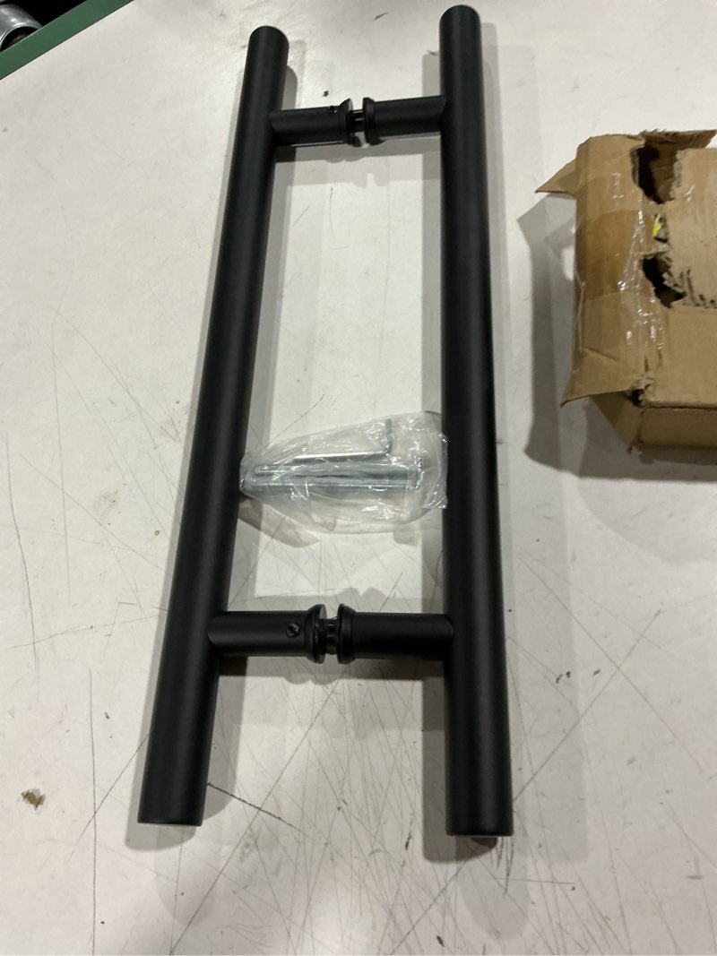 Condition photo showing As Is for stainless steel shower door ladder for shower doors with 3/8 to 1/2 inch thick glass (matte black finish, 12 inch center to center: 8)